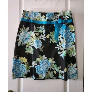 90s vintage Women's Brown floral skirt Knee Length Cotton‎ Blend made in USA  14